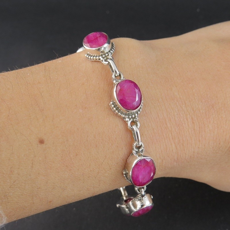 Pulsera rubí y plata Pulsera rubí y plata
