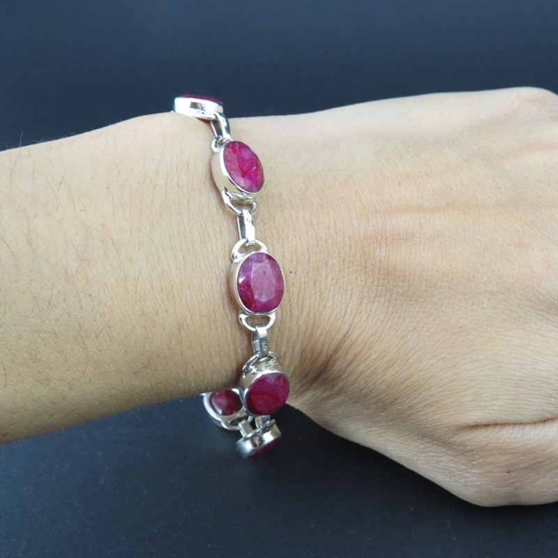 Pulsera rubí y plata Pulsera rubí y plata