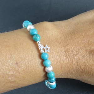 Pulsera turquesa y plata