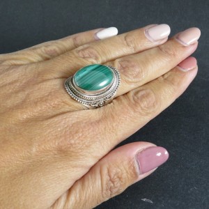 Anillo malaquita y plata