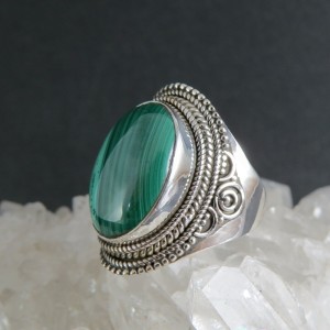 Anillo malaquita y plata