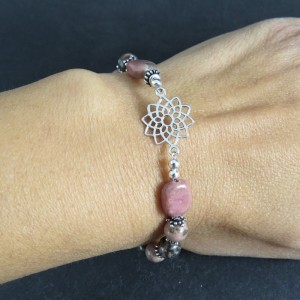 Pulsera rodonita y plata