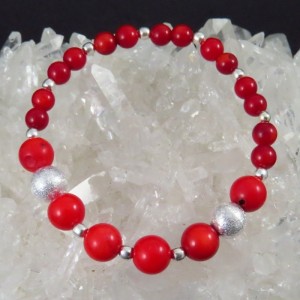 Pulsera coral y plata