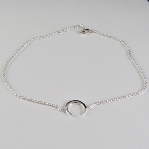 Pulsera Tobillera plata luna invertida