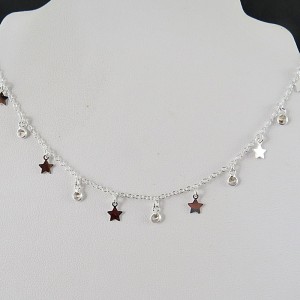 Collar estrellitas plata y circonitas