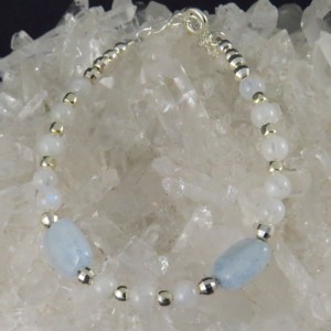 Pulsera piedra luna, aguamarina y plata