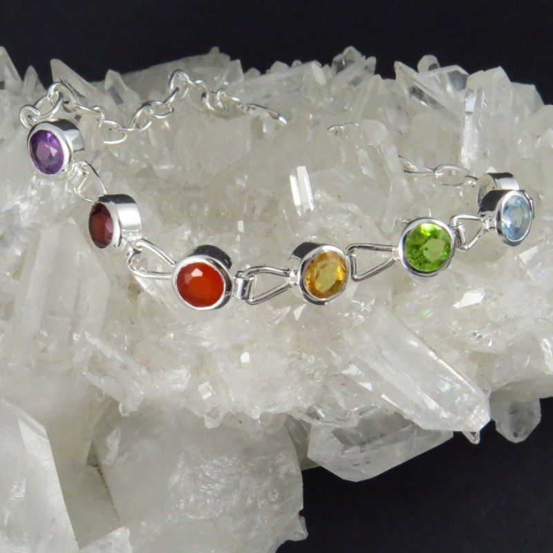 Pulsera siete chakras y plata - la tienda de los minerales Pulsera siete chakras y plata - la tienda de los minerales