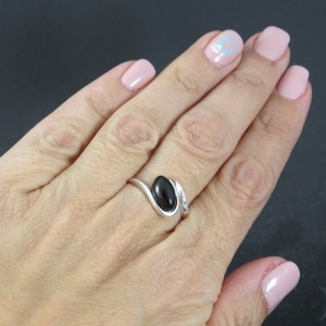 Anillo azabache y plata