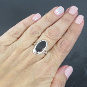 Anillo azabache y plata