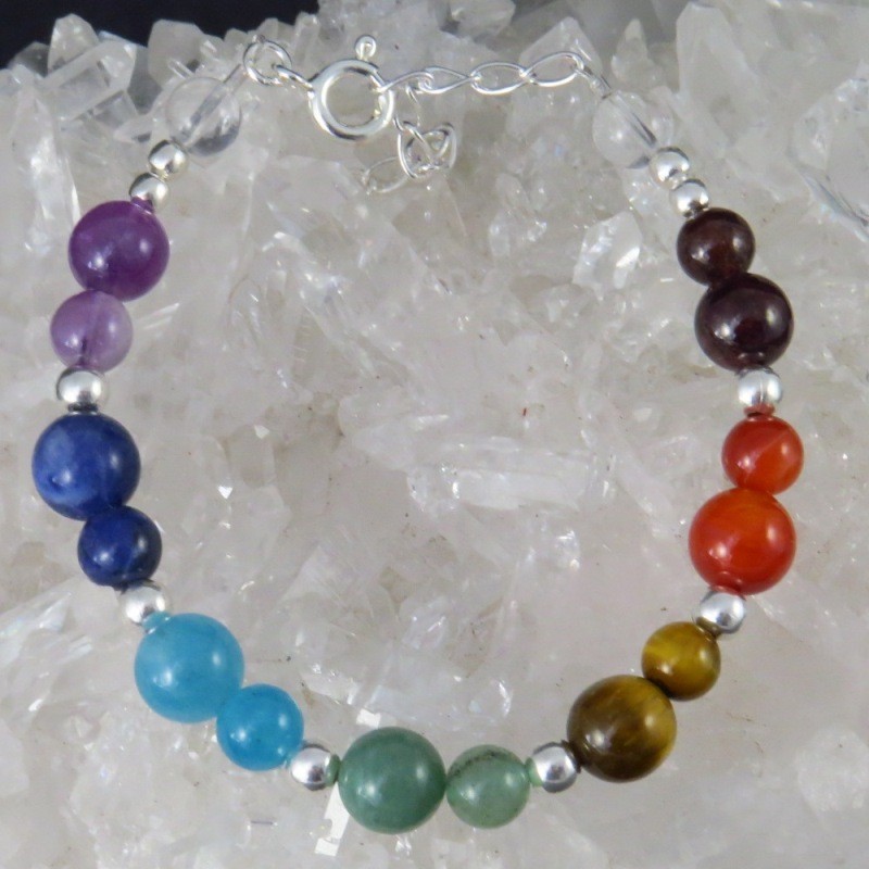 Pulsera siete chakras y plata 925 mm Pulsera siete chakras y plata 925 mm