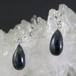 Pendientes azurita con malaquita y plata