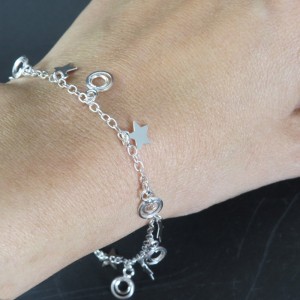 Pulsera estrellas  plata 925 mm