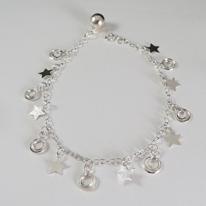 Pulsera estrellas  plata 925 mm