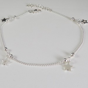 Pulsera Tobillera estrellas plata