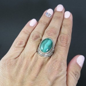 Anillo malaquita y plata