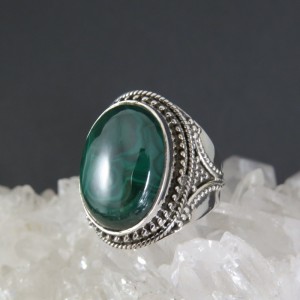 Anillo malaquita y plata