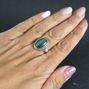 Anillo malaquita y plata