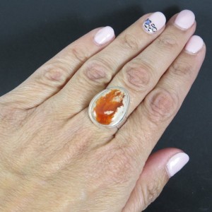 Anillo ópalo de fuego y plata