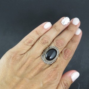 Anillo ónix y plata