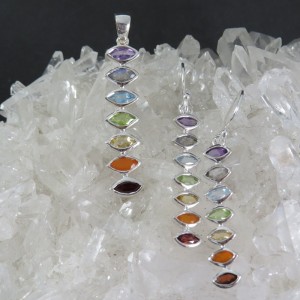 Conjunto Siete Chakras y plata