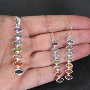 Conjunto Siete Chakras y plata