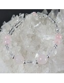 Pulsera cuarzo cristal de roca,cuarzo rosa y plata