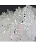 Pendientes cuarzo cristal de roca, cuarzo rosa y plata