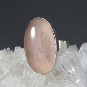 Anillo cuarzo rosa y plata