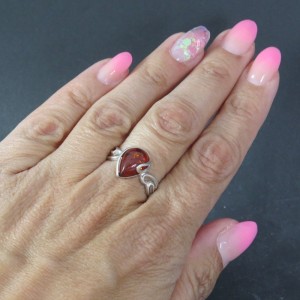 Anillo ámbar y plata