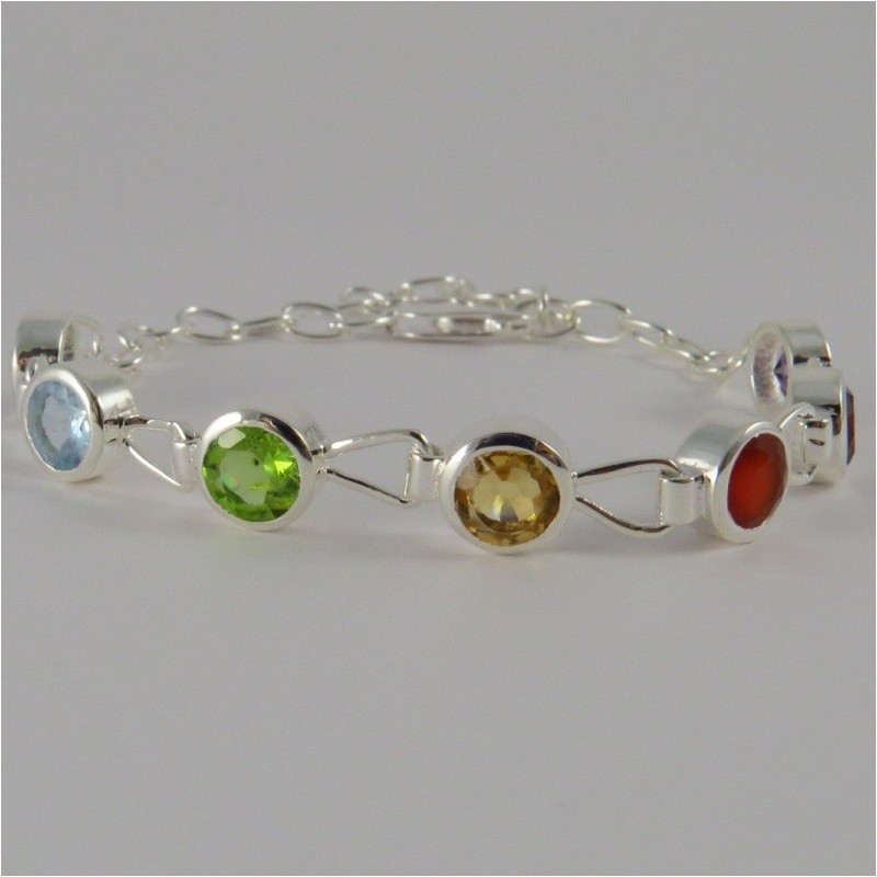 Pulsera siete chakras y plata - la tienda de los minerales Pulsera siete chakras y plata - la tienda de los minerales