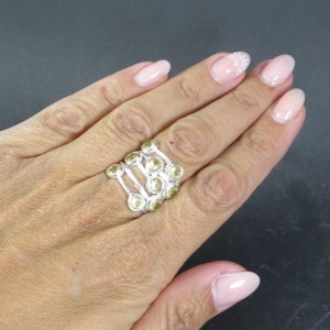 Anillo cuarzo citrino y plata