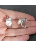 Pendientes perla, circonitas y plata