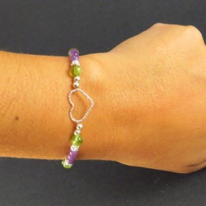 Pulsera corazón de amatista y olivino