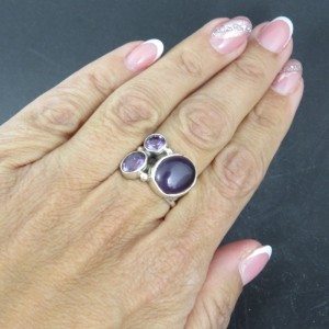 Anillo amatista y plata