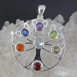 Colgante Árbol de la Vida Siete Chakras y plata