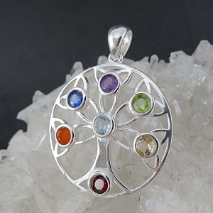 Colgante Árbol de la Vida Siete Chakras y plata