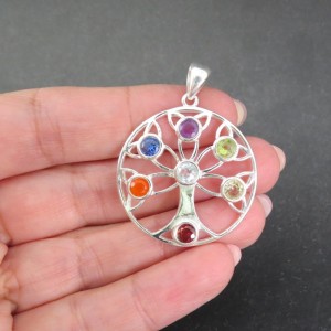 Colgante Árbol de la Vida Siete Chakras y plata