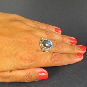 Anillo labradorita y plata