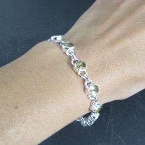 Pulsera joyería en plata de cuarzo citrino y plata 925 mm