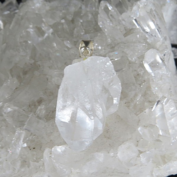 Colgante drusa cuarzo cristal de roca y plata