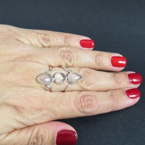 Anillo cuarzo rosa y plata