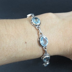 Pulsera joyería en plata de topacio y plata 925 mm