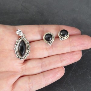 Conjunto pendientes y colgante ónix y plata