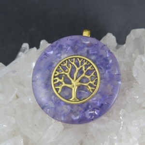 Colgante Orgonita morado árbol de la vida