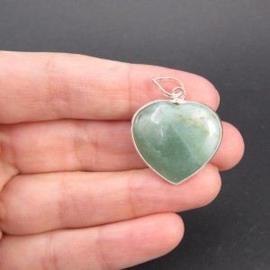 Colgante corazón cuarzo verde y plata