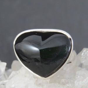 Anillo obsidiana arco iris y plata