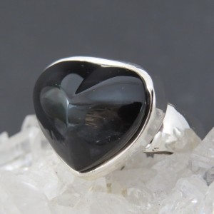 Anillo obsidiana arco iris y plata