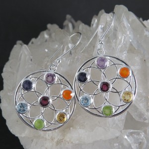 Pendientes Siete Chakras y plata