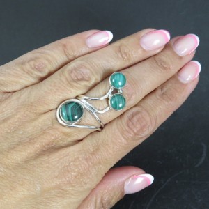 Anillo malaquita y plata