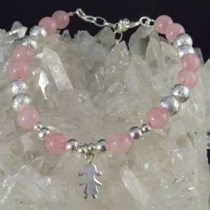 Pulsera cuarzo rosa y plata